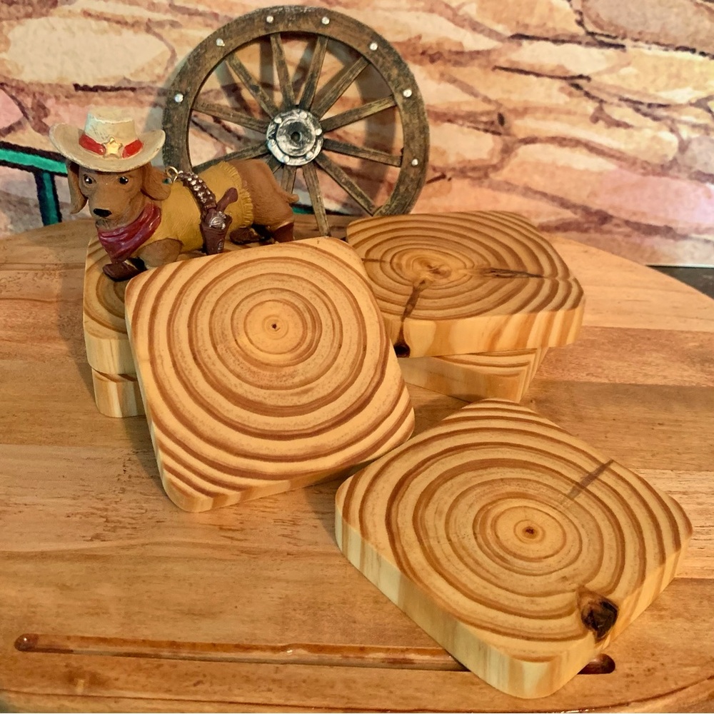 Unfinished Real Wooden Coaster set of 6